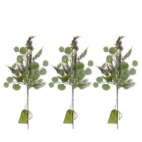 SARA BY SARA DAVIES SET OF 3 PRE LIT EUCALYPTUS STEMS
