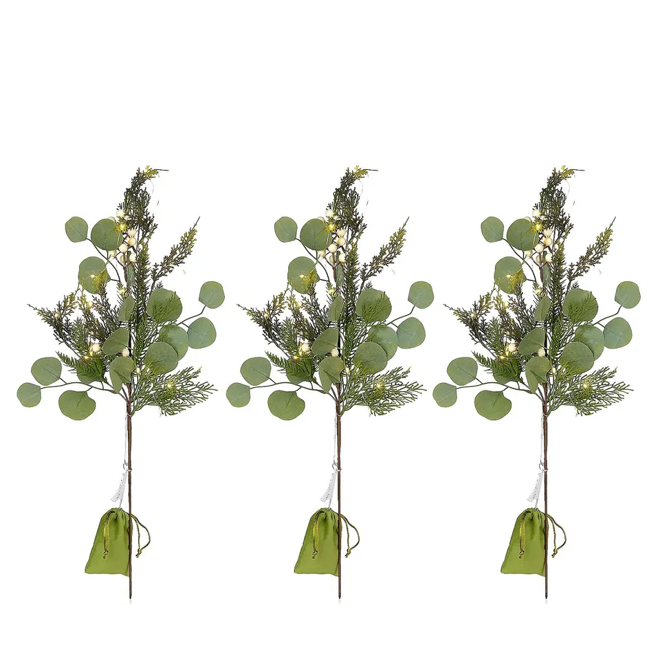 SARA BY SARA DAVIES SET OF 3 PRE LIT EUCALYPTUS STEMS