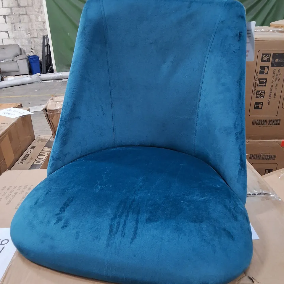 BOXED SET OF 2 TEAL VELVET DINING CHAIRS
