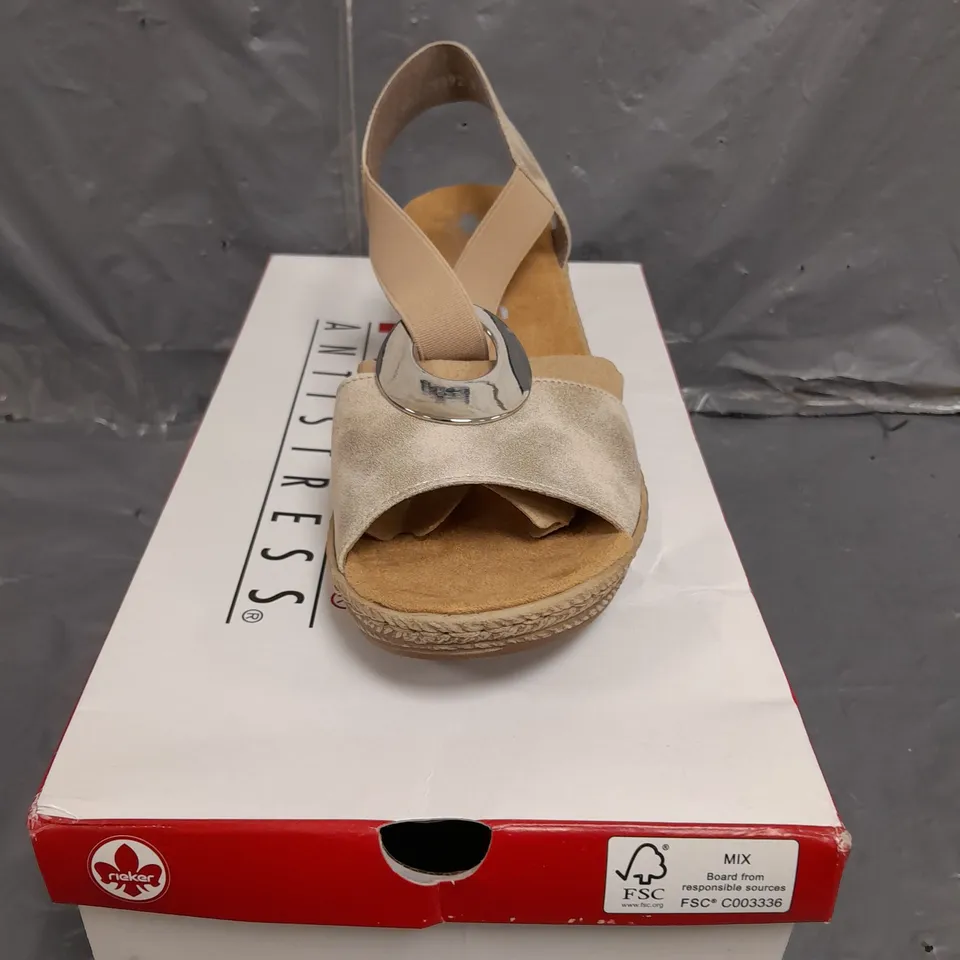 BOXED RIEKER CREAM WOMENS CASUAL COMFORT SLINGBACK WEDGE SANDALS SIZE 38