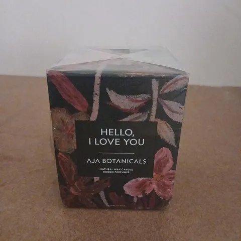 BOXED HELLO, I LOVE YOU AJA BOTANICALS NATURAL WAX CANDLE 250G