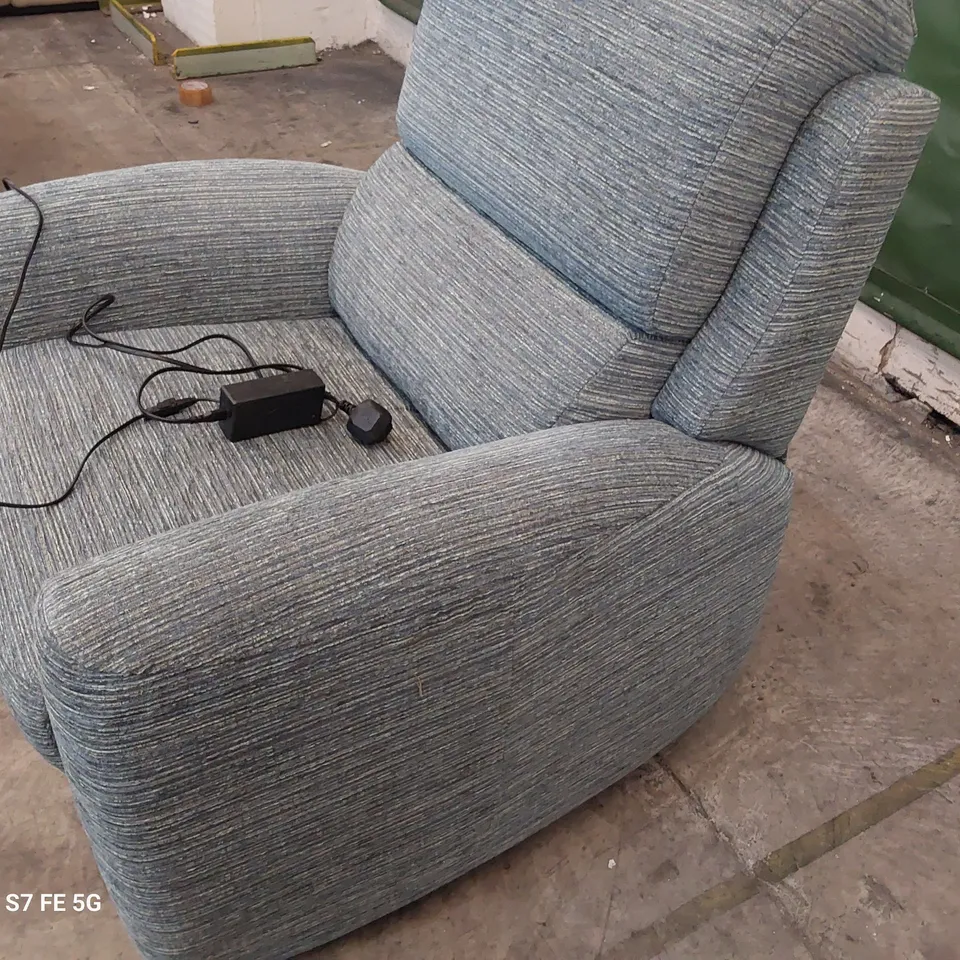 QUALITY BRITISH DESIGNER G PLAN HAMILTON POWER RECLINING EASY CHAIR WAFFLE MARINE FABRIC 