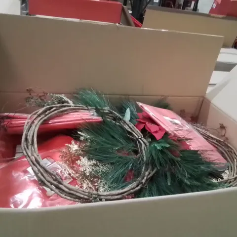 PALLET CONTAINING A LARGE QUANTITY OF ASSORTED CHRISTMAS DECORATIONS AND PRODUCTS TO INCLUDE;PERFUME DIFFUSER,CHRISTMAS WREATH,CHRISTMAS WREATH STORAGE BAG