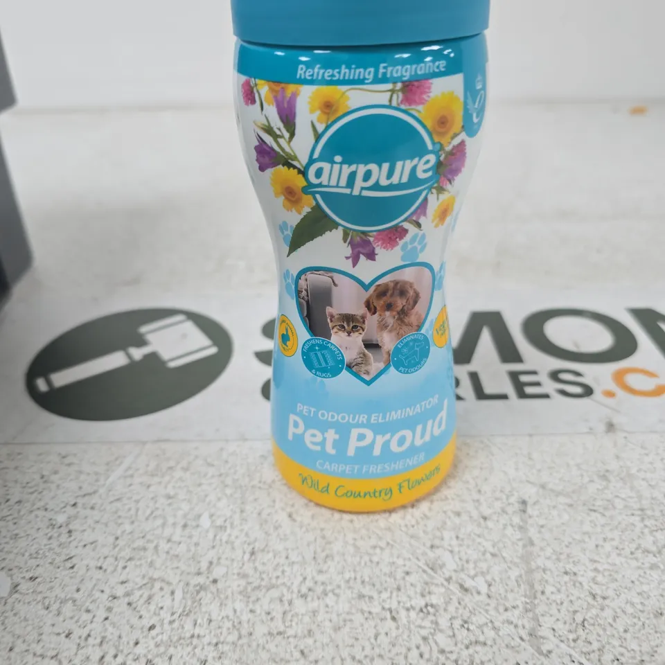 TOTE OF APPROXIMATELY 14 ASSORTED ITEMS TO INCLUDE: PET PROUD CARPET FRESHENER