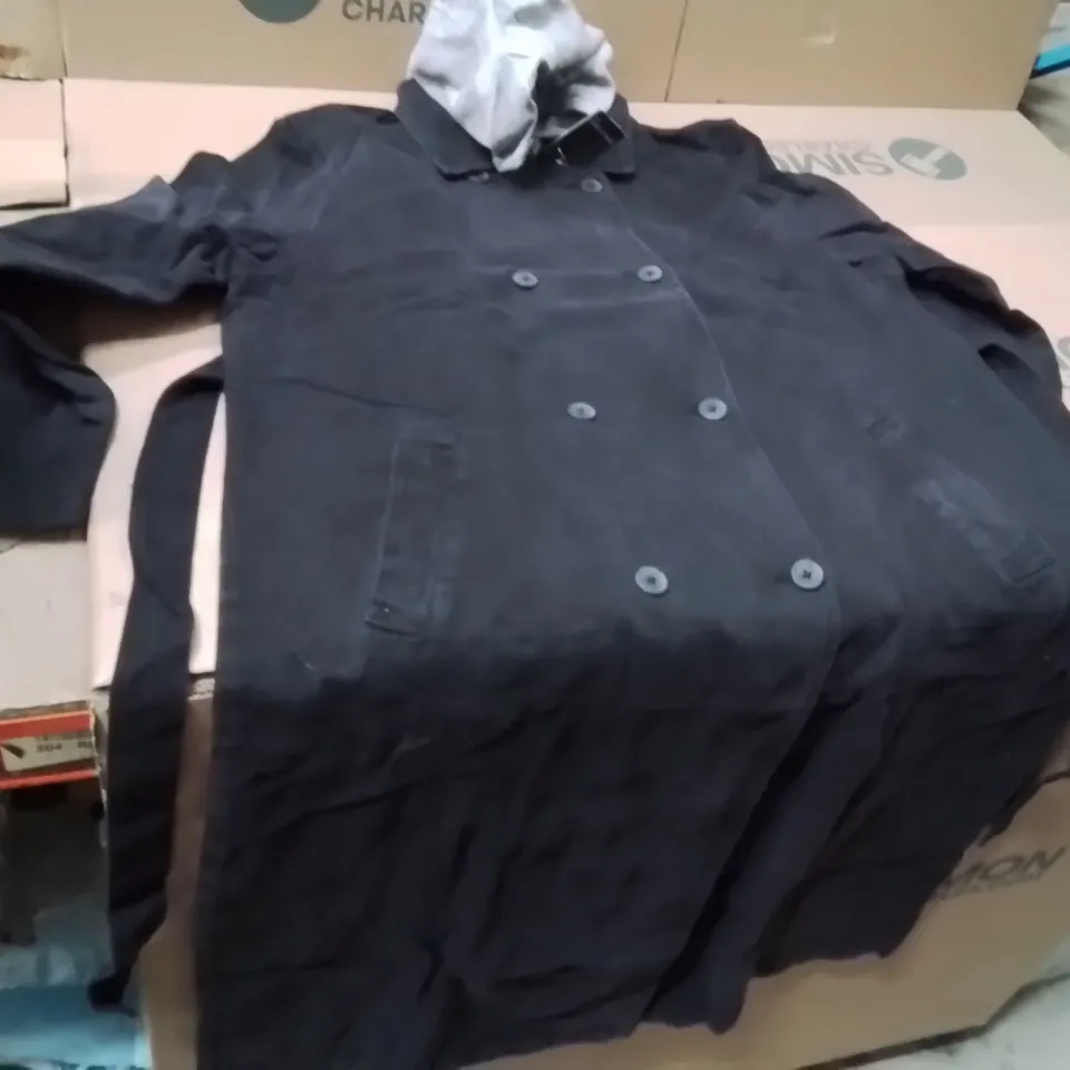 BOXED BRAND NEW APPROXIMATELY 5 JD WILLIAMS HOODED TRENCE JACKET BLACK SIZE 18