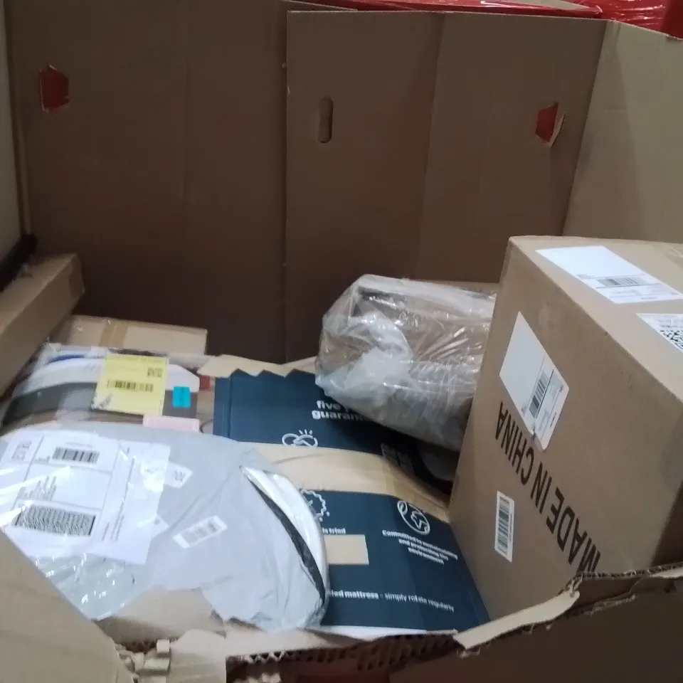 PALLET OF ASSORTED HOUSEHOLD GOODS AND PRODUCTS TO INCLUDE;AID COOLER,DUMBBELL BENCH,PICTURE FRAME