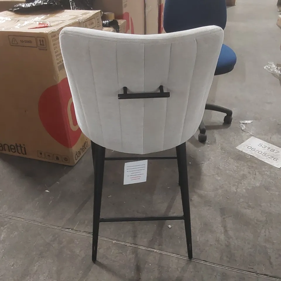 DANETTI JULIANA NATURAL GREY CHENILLE FABRIC BAR STOOL