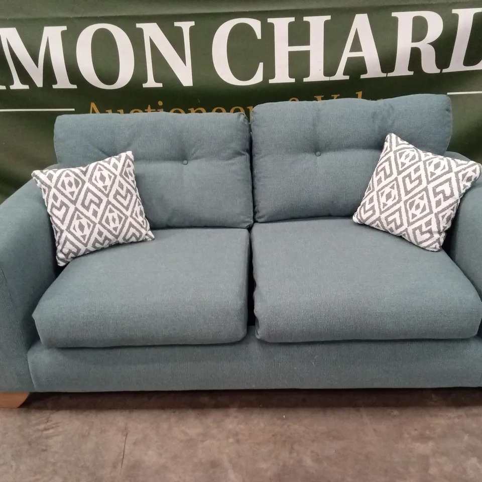 PRENT FABRIC 3 SEATER SOFA - TEAL RRP £829