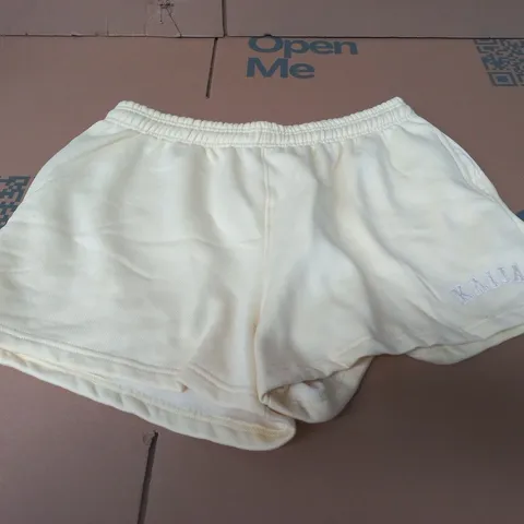 KAIIA LOGO SWEAT SHORTS – LEMON & WHITE, UK 14