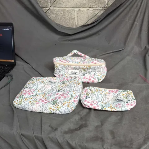 KINGKISS FLORAL QUILTED MAKEUP BAGS SET – 3 PIECES