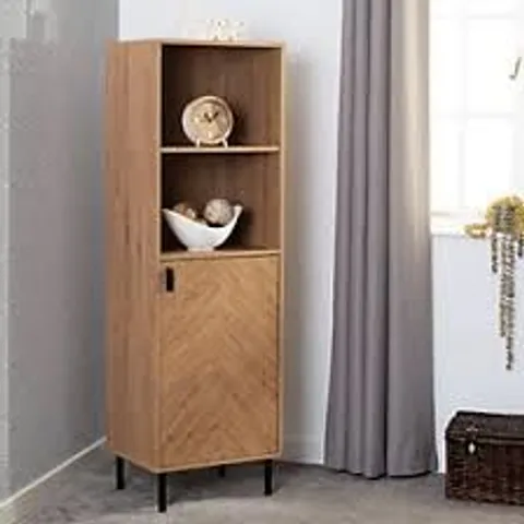 BOXED LEON 1 DOOR 2 SHELF CABINET MEDIUM OAK EFFECT ADJUSTABLE SHELVING (1 BOX)