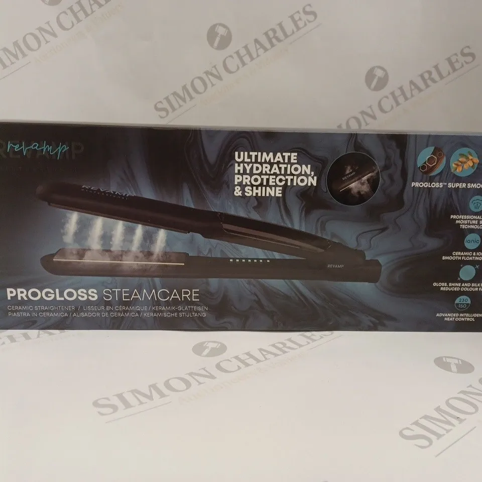 BOXED REVAMP PROGLOSS STEAMCARE HAIR STRAIGHTENER  RRP £120