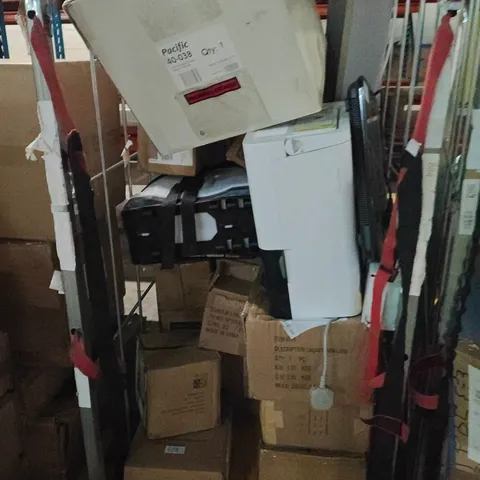 CAGE OF ASSORTED HOUSEHOLD GOODS AND PRODUCTS TO INCLUDE; DEHUMIDIFIER,TABLE LAMP, INDUCTION HOB,BLADELESS FAN