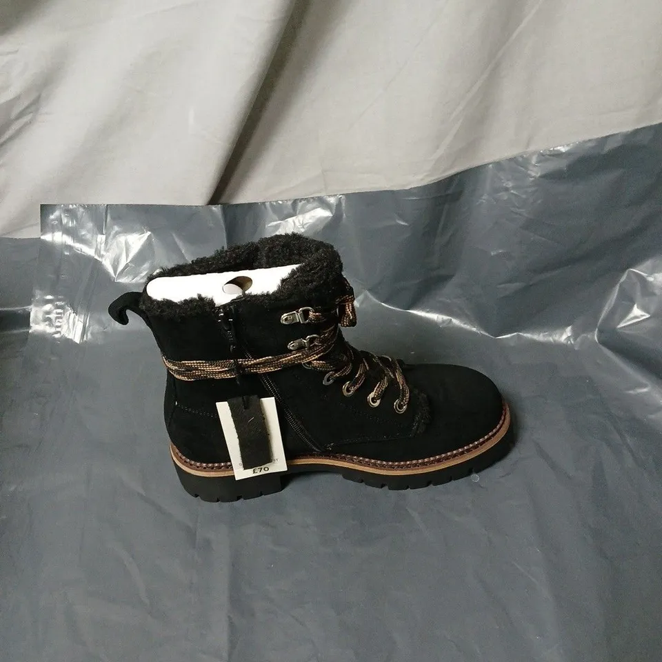 M&S BLACK SUEDE WINTER BOOTS WITH FAUX FUR LINING – UK 4 (EU 37)