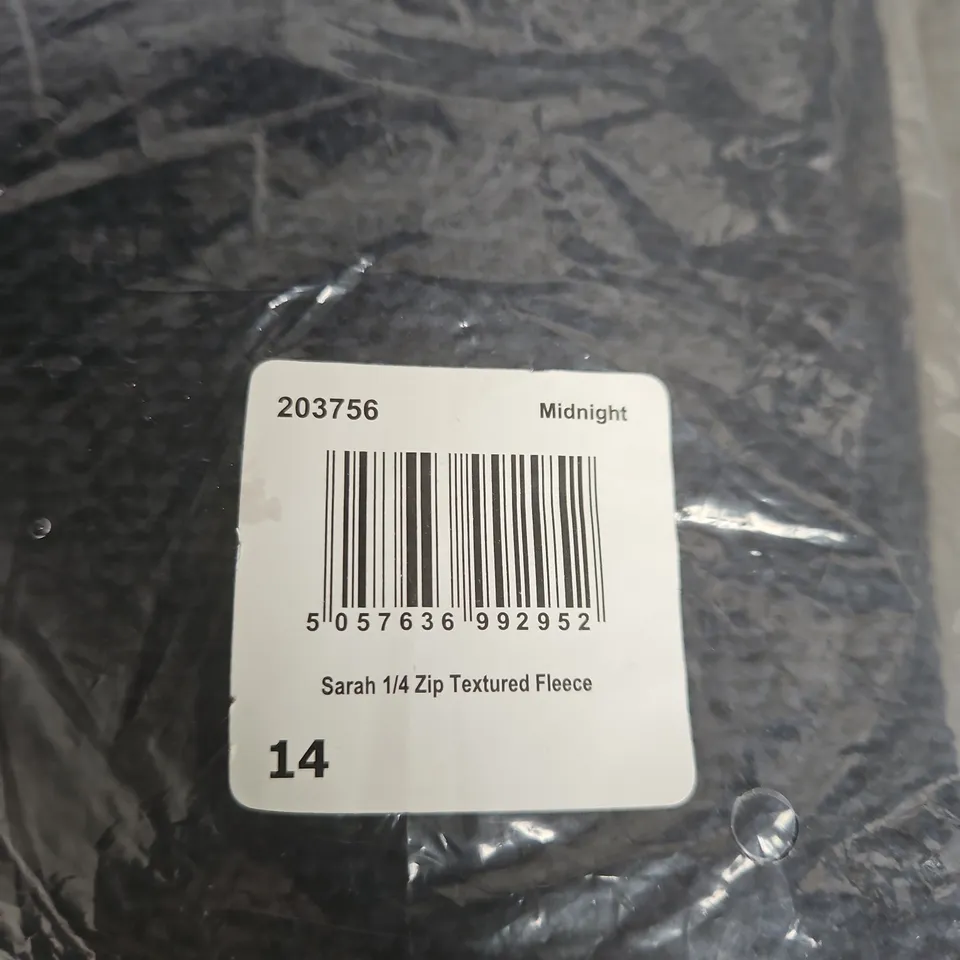 WEIRD FISH SARAH 1/4 ZIP TEXTURED FLEECE – MIDNIGHT, UK SIZE 14