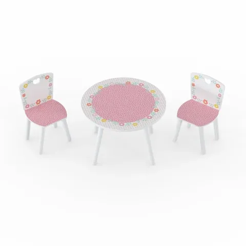 BOXED CROOK CHILDREN'S 3 PIECE ROUND TABLE & CHAIR SET 