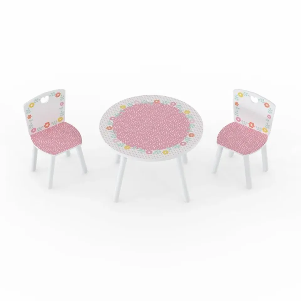 BOXED CROOK CHILDREN'S 3 PIECE ROUND TABLE & CHAIR SET 