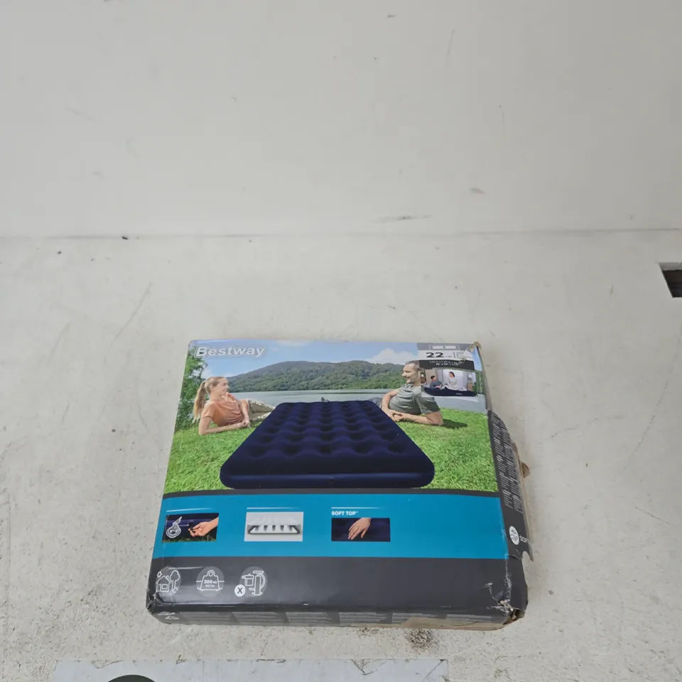 BESTWAY INFLATABLE AIR MATTRESS – GARDEN/OUTDOOR BED, BLUE, BOXED