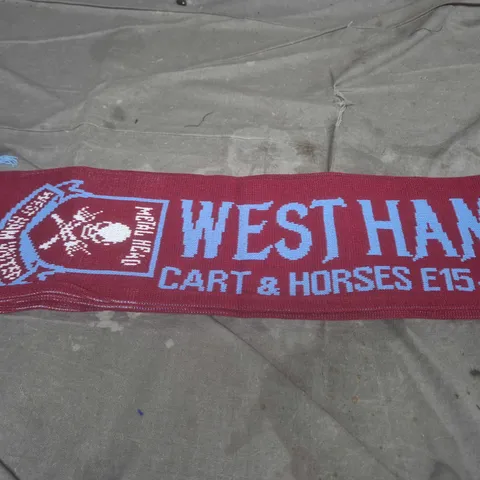 WEST HAM UNITED SCARF – MAROON WITH LIGHT BLUE LETTERING AND CREST