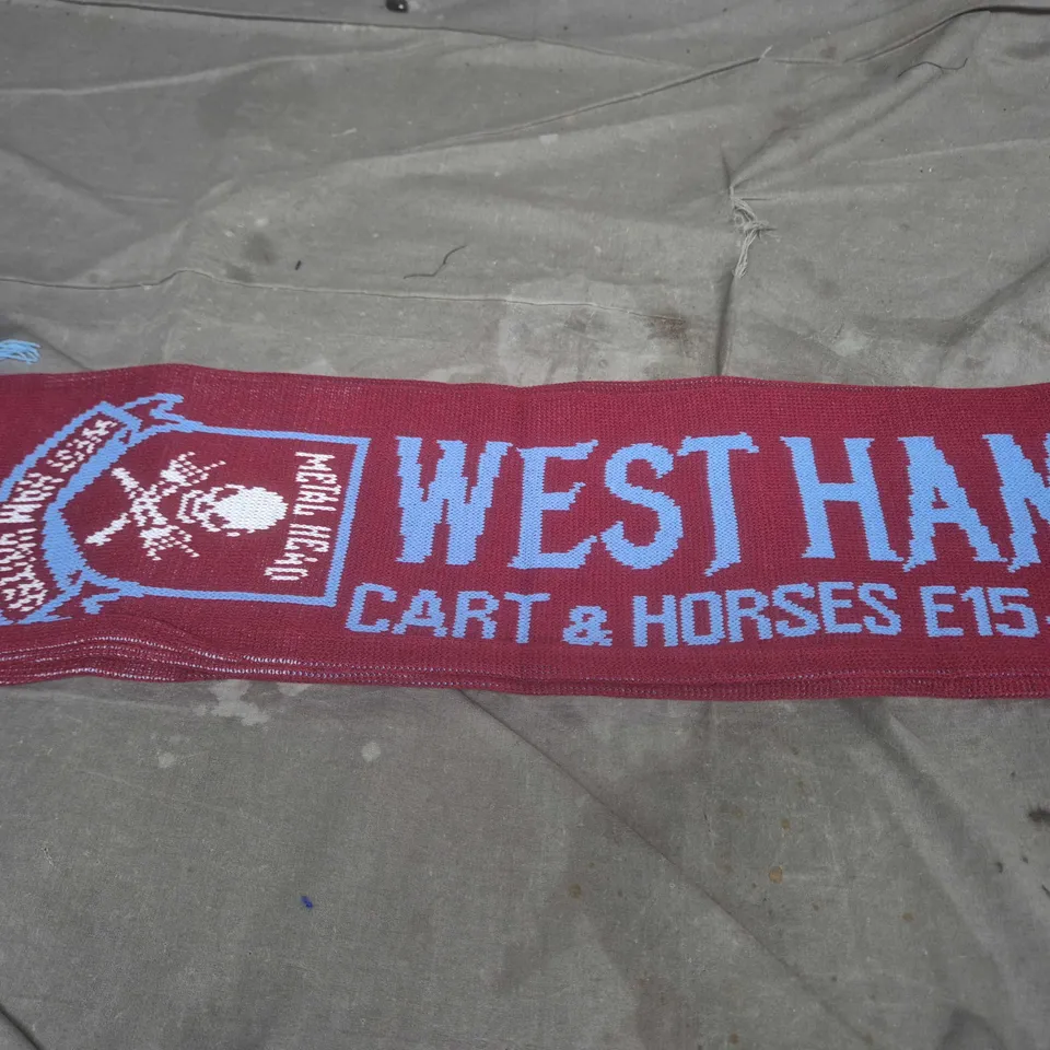 WEST HAM UNITED SCARF – MAROON WITH LIGHT BLUE LETTERING AND CREST