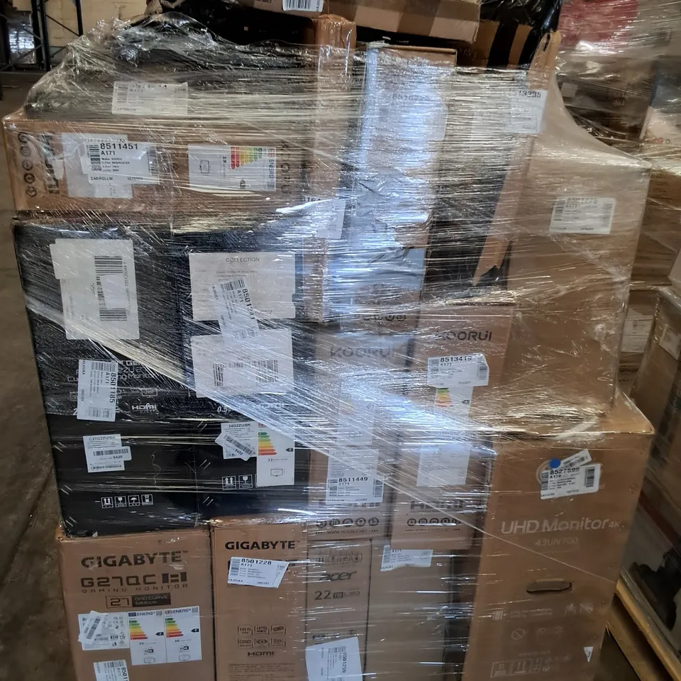 PALLET OF APPROXIMATELY 24 UNPROCESSED RAW RETURN MONITORS TO INCLUDE;