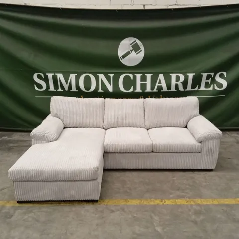 AMALFI STANDARD BACK FABRIC LEFT HAND 3 SEATER CHAISE SOFA - SILVER