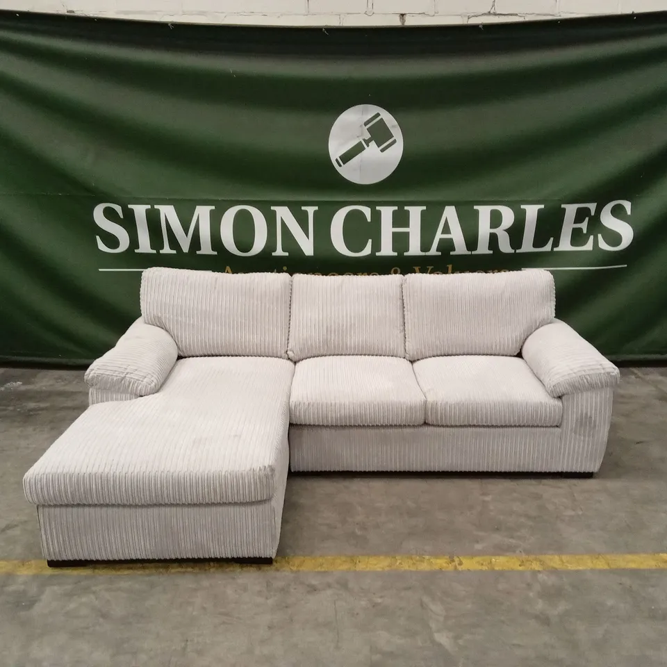 AMALFI STANDARD BACK FABRIC LEFT HAND 3 SEATER CHAISE SOFA - SILVER RRP £899