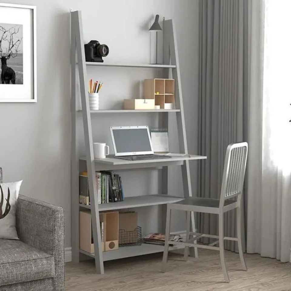 BOXED LPD HOME TIVA LADDER DESK SHELVING UNIT - GREY 
