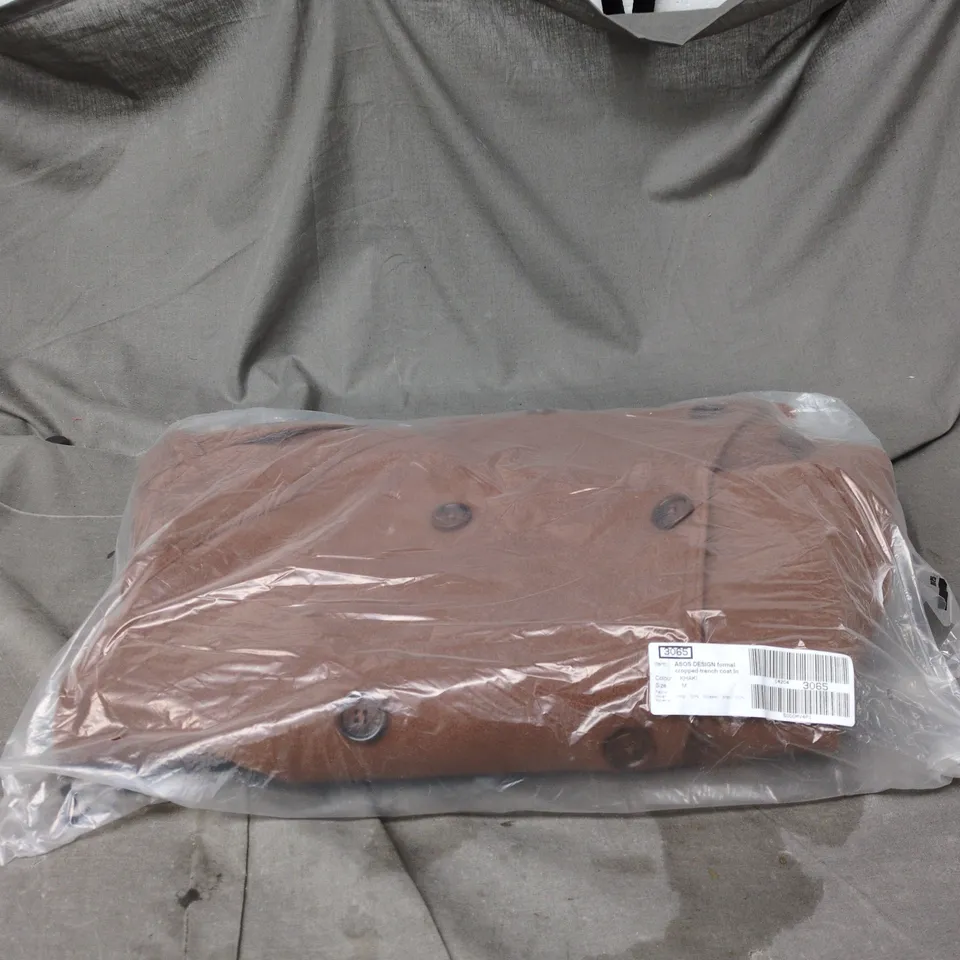 ASOS DESIGN FORMAL CROPPED TRENCH COAT KHAKI MEDIUM BAGGED