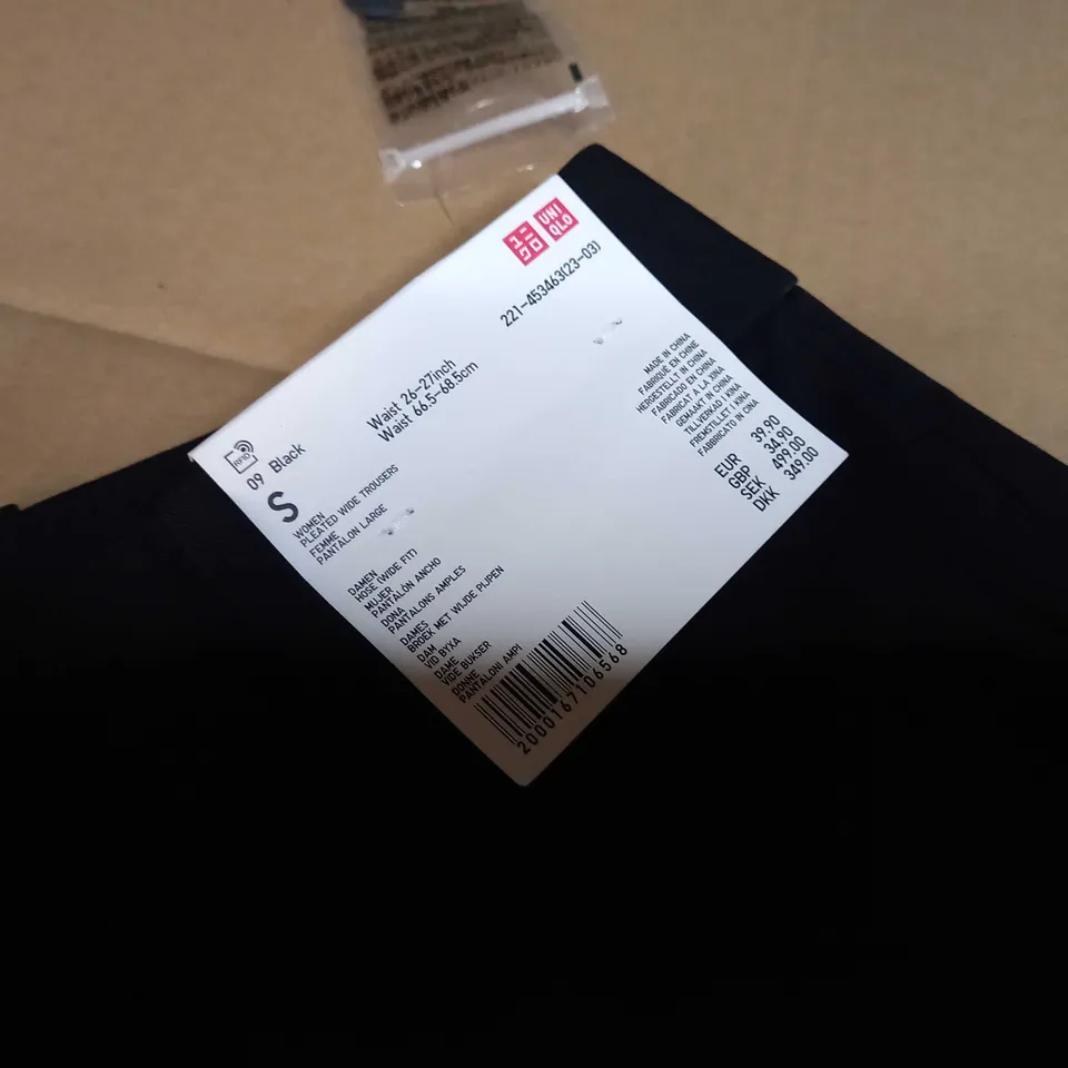 UNIQLO BLACK WIDE LEG TROUSERS - SMALL