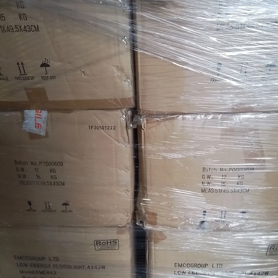 PALLET OF APPROXIMATELY 12 MULTI BOXES TO INCLUDE - EMCOLITE LOW ENERGY FLOODLIGHT - EMC 442 - COLLECTION ONLY 