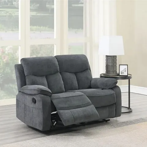 BOXED FARAH 2 SEATER MANUAL RECLINER SOFA - DARK GREY (1 BOX)