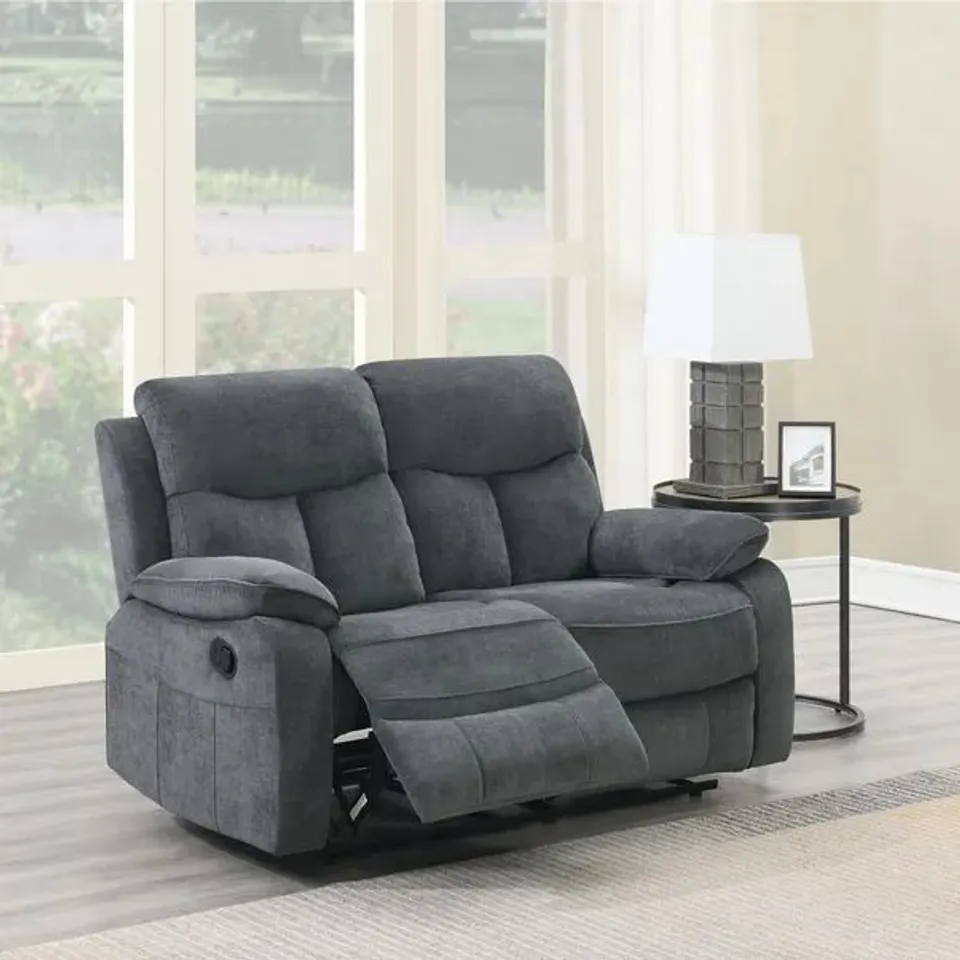BOXED FARAH 2 SEATER MANUAL RECLINER SOFA -  DARK GREY (1 BOX)