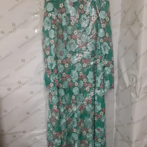VENI INFANTINO ENBROIDERED LONG SLEEVE DRESS LACE APPLIQUE DRESS IN TEAL FLORAL SIZE 18