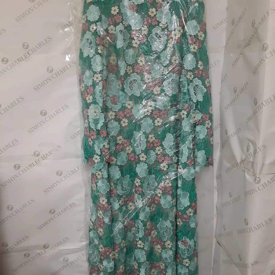 VENI INFANTINO ENBROIDERED LONG SLEEVE DRESS LACE APPLIQUE DRESS IN TEAL FLORAL SIZE 18