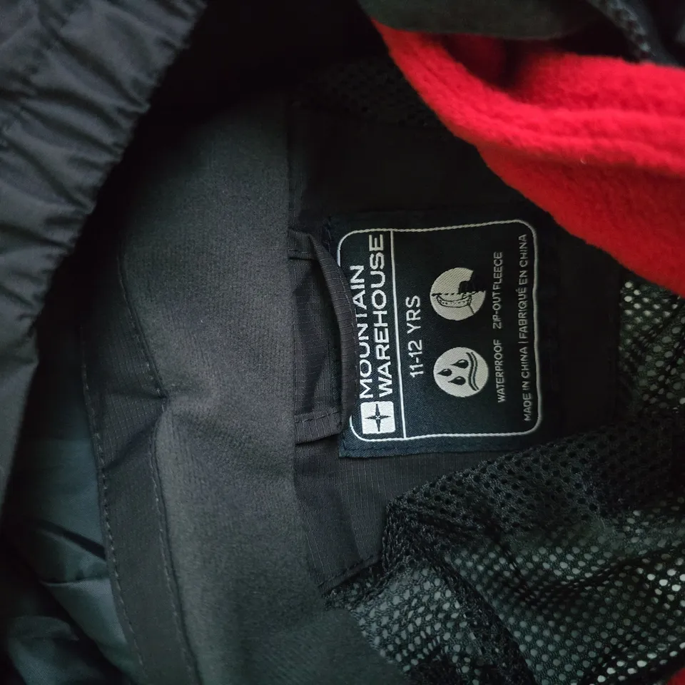 MOUNTAIN WAREHOUSE KIDS' JACKET – NAVY OUTER WITH RED FLEECE LINING, 11–12 YEARS