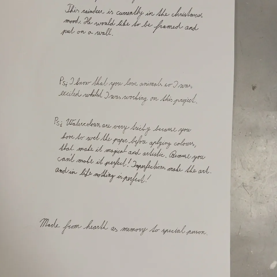 SIGNED AND DATED PERSONALISED WATERCOLOUR FESTIVE REINDEER PAINTING 