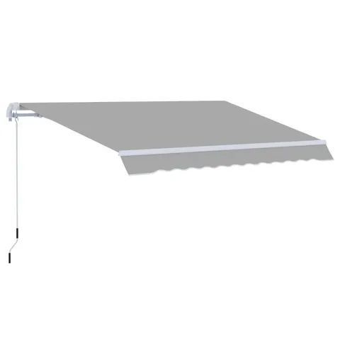 OUTSUNNY AWNING CANOPY MANUAL RETRACTABLE PORCH SUN SHADE SHELTER 3 X 2M LIGHT GREY