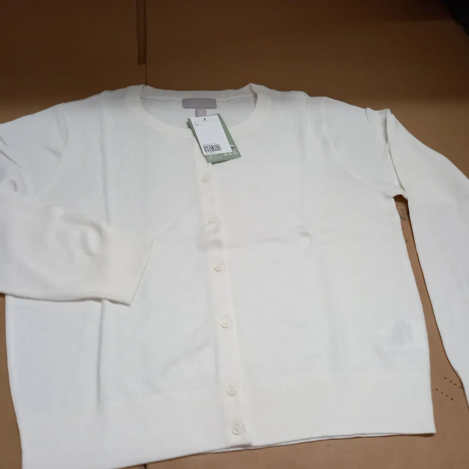 H&M WHITE CARDIGAN - L