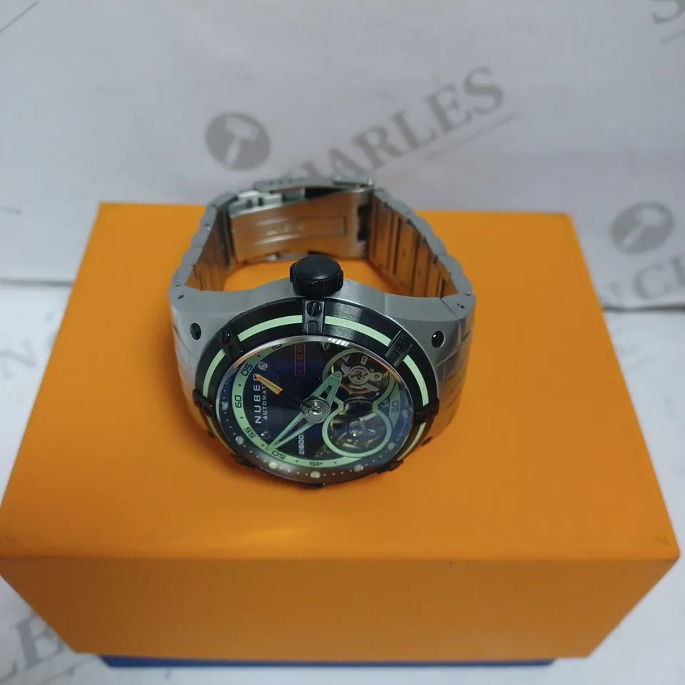 BOXED NUBEO GENTS GALLILEO LTD ED AUTOMATIC WATCH 066/500 - SILICONE STRAP - STAINLESS STEEL - SAPPHIRE CRYSTAL - 20 ATM. 