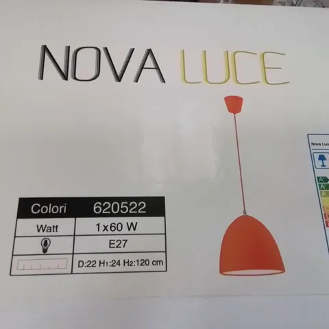 BOXED NOVA LUCE 1-LIGHT DOME PLASTIC PENDANT ORANGE 24 X 22 X 22CM