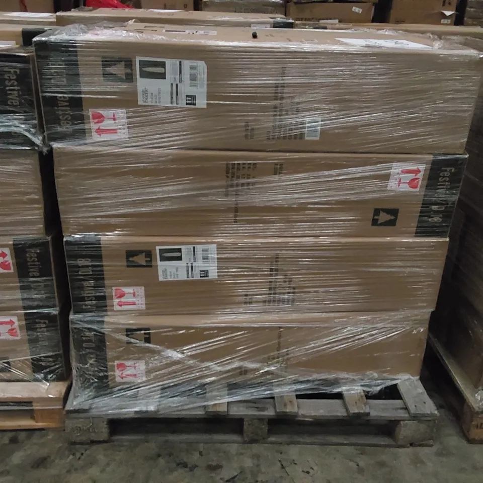 PALLET OF APPROXIMATELY 12 BOXES OF BRAND NEW 114CM GOLD TIPPED CHRISTMAS TREES