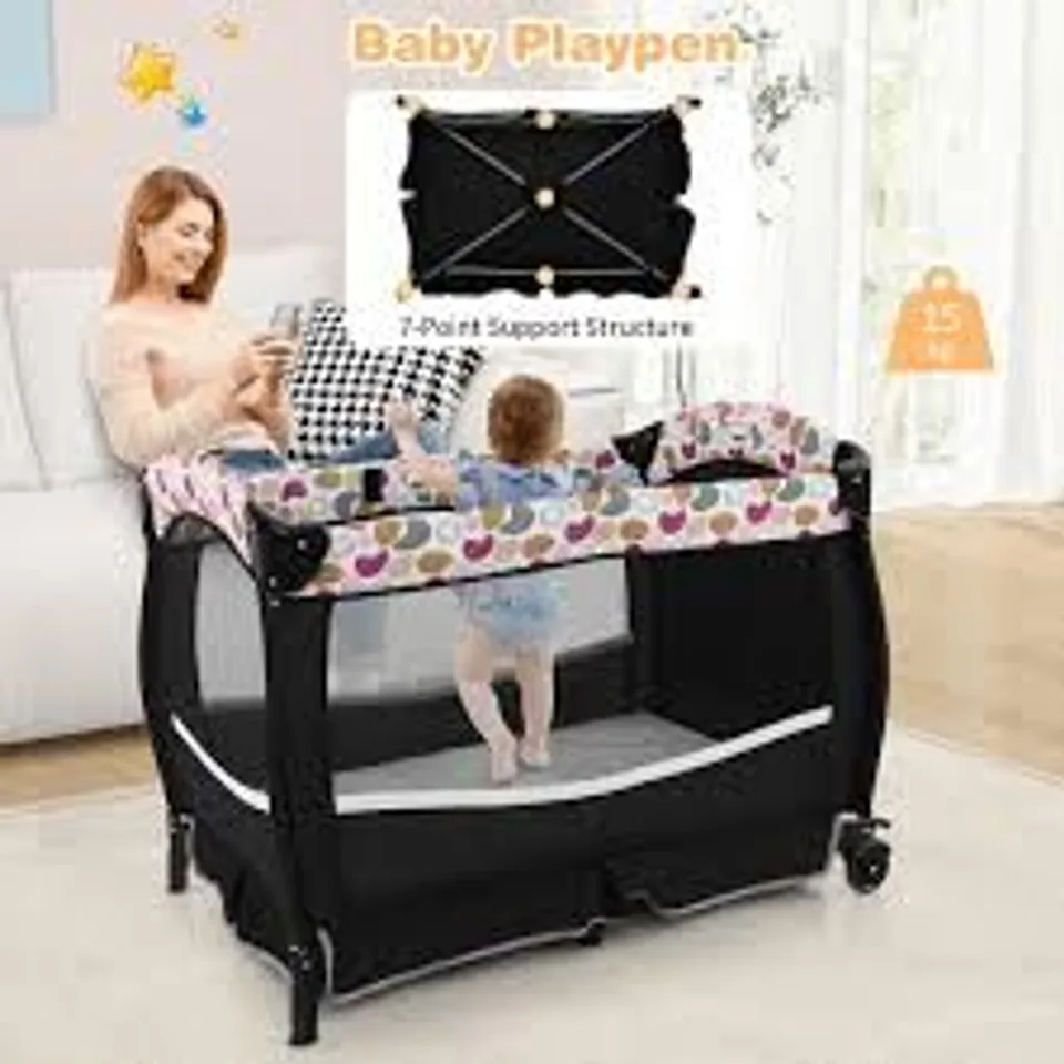 BOXED COSTWAY 4 IN 1 PORTABLE BABY NURSERY CENTER WITH BASSINET