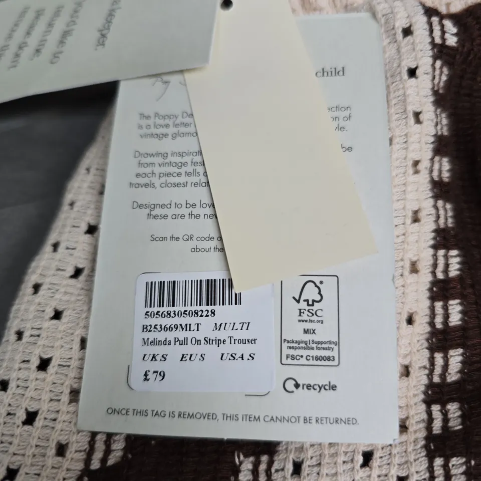 STRIPED CROCHET THROW BLANKET – BROWN AND CREAM