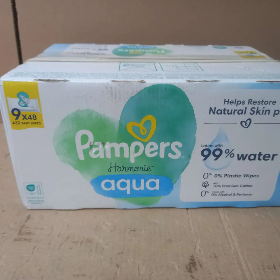 PAMPERS HARMONIE AQUA BABY WIPES PLASTIC FREE 9 PACKS