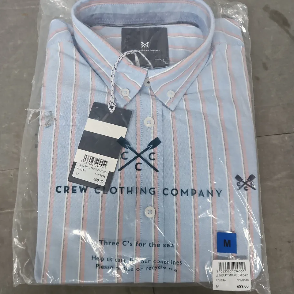 BAGGED CREW CLOTHING COMPANY STRIPED OXFORD SHIRT – MEN'S, SIZE M