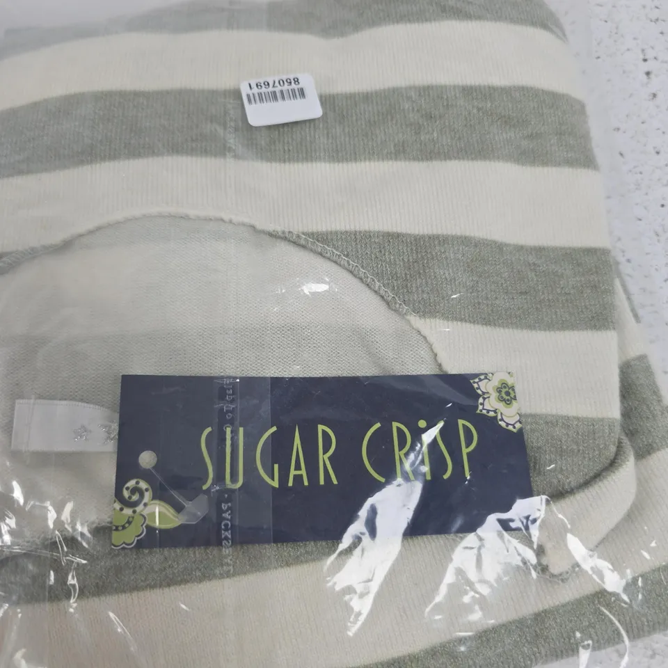 STRIPED KNIT TOP WITH SUGAR CRISP LABEL – GREY & CREAM