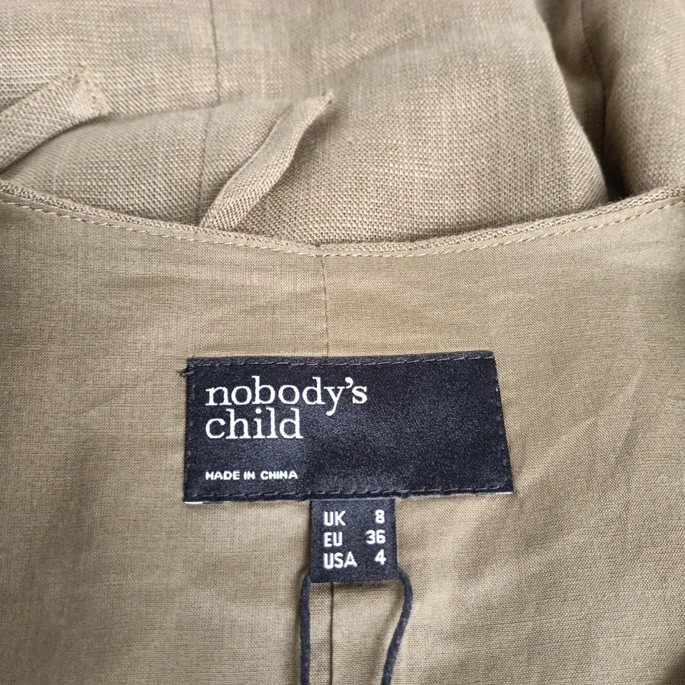 NOBODY'S CHILD OLIVE BUTTON-FRONT TAILORED MINI DRESS – UK 8 (EU 36, USA 4)
