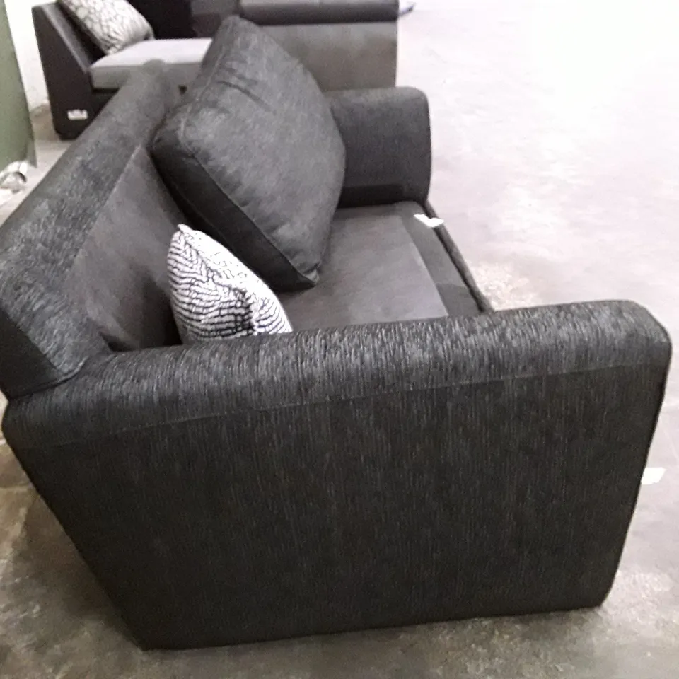 DESIGNER 2 SEATER SOFA - BLACK FABRIC 