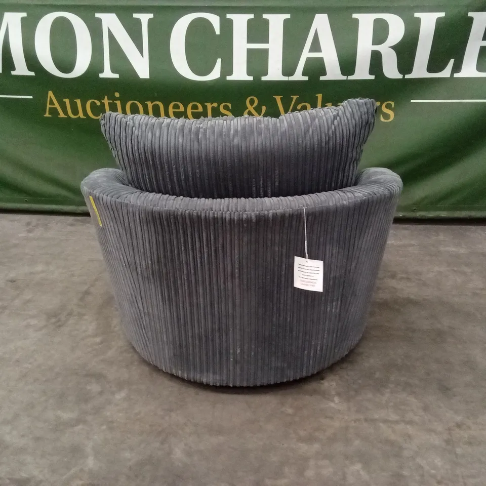 DESIGNER 360° SWIVEL CORDUROY FABRIC CHAIR - CHARCOAL GREY